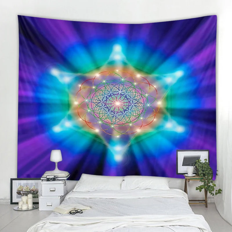 Tapiz de decoración de astrología de brujería colgante de Mandala, tapiz Hippie bohemio, tapiz de dormitorio