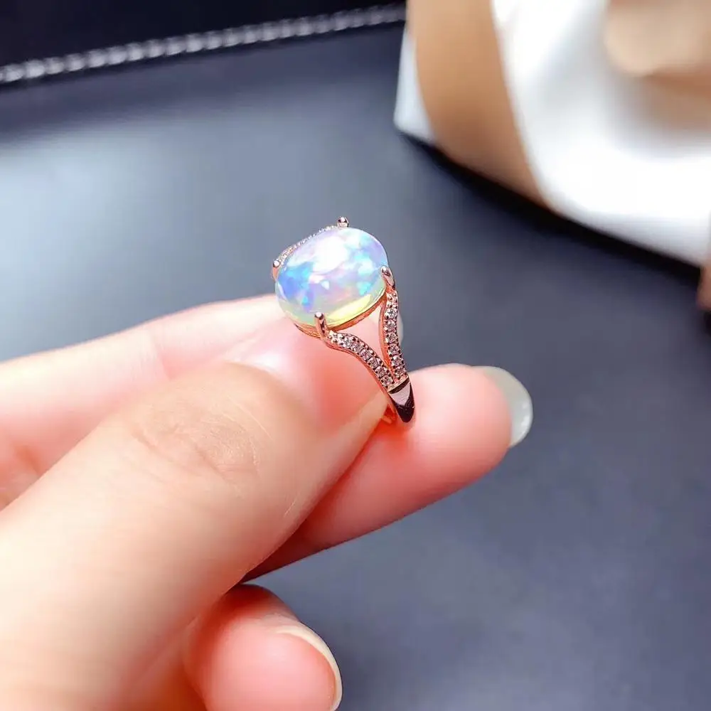 Natural Real Gemstone Opal Rings 925 Sterling Silver Engagement Ring Fine Jewelry Elegant Design for Women Gift