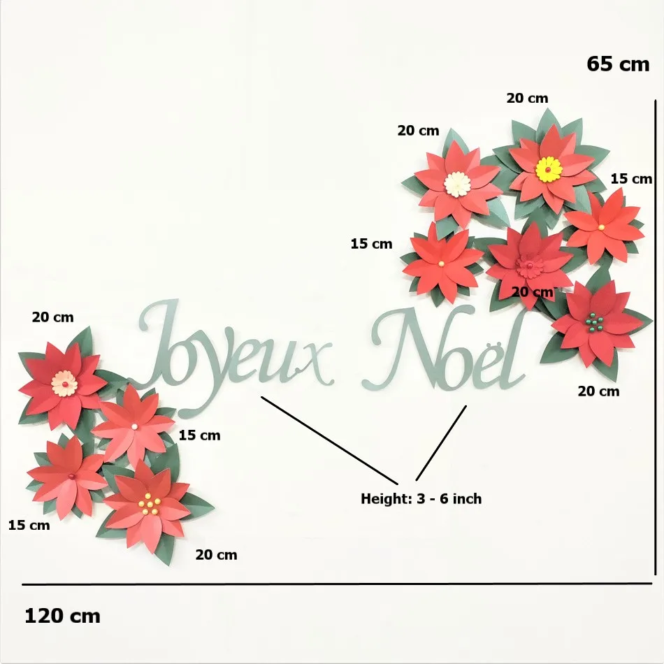 

Paper Merry Christmas Flowers Set Christmas Home Decor Party Backdrop Xmas Joyeux Noel Flores Feliz Navidad Red Flower