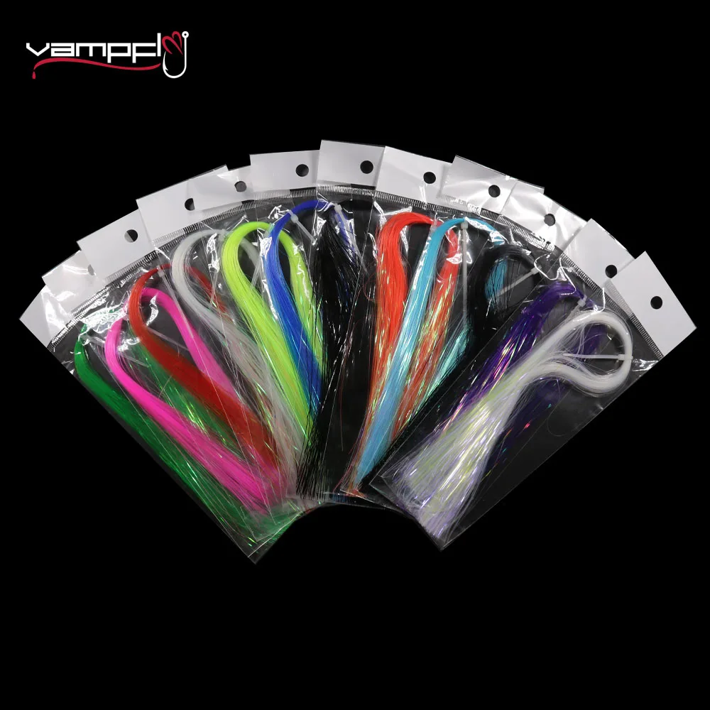 

Vampfly 2Bags 0.5MM UV Pearl Colour Ice Wing Flash Tinsel Crystal Flashabou Tinsel Saltwater Streamer Flies Fly Tying Materials