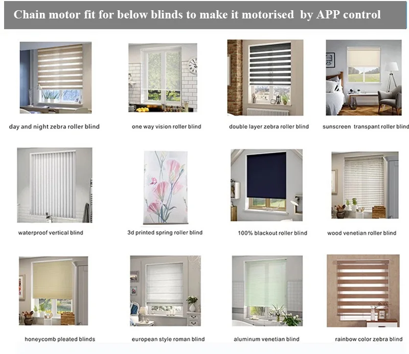 Smart Bluetooth motor US/AU/EU standard ball chain motor with solar panel roller shades Drive motor Roman zebra Blind gear motor