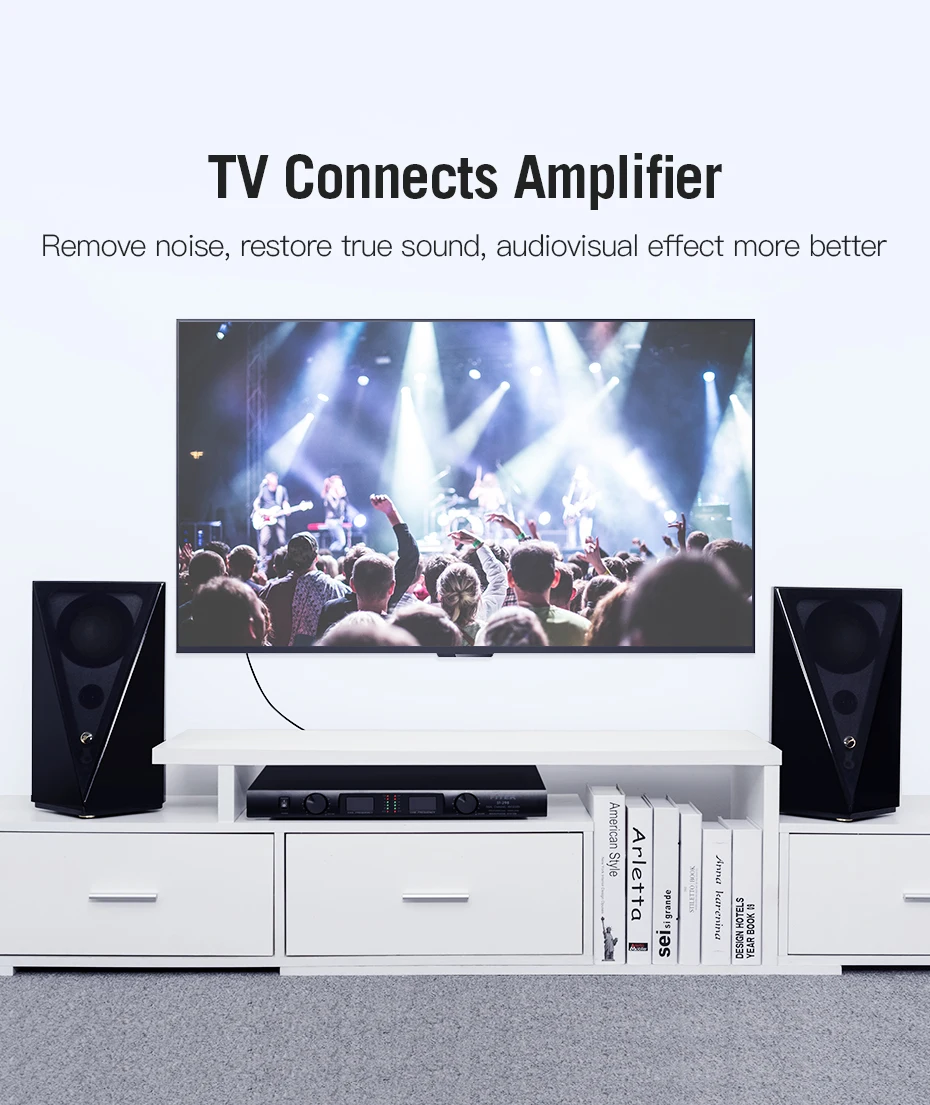 Vention 2 RCA auf 2 RCA-Kabel Stecker auf Stecker Audiokabel für Heimkino DVD-Verstärker TV 1 m 2 m 3 m 5 m Kabel RCA vergoldet Cabo – Detail 7