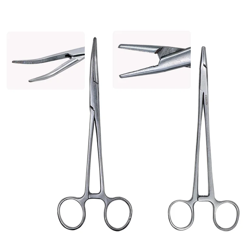 1pc Stainless Steel Needle Holder Forceps Surgical Forceps Surgical Tool kit Hemostatic Clamp Forceps Pliers Straight/Elbow Tips