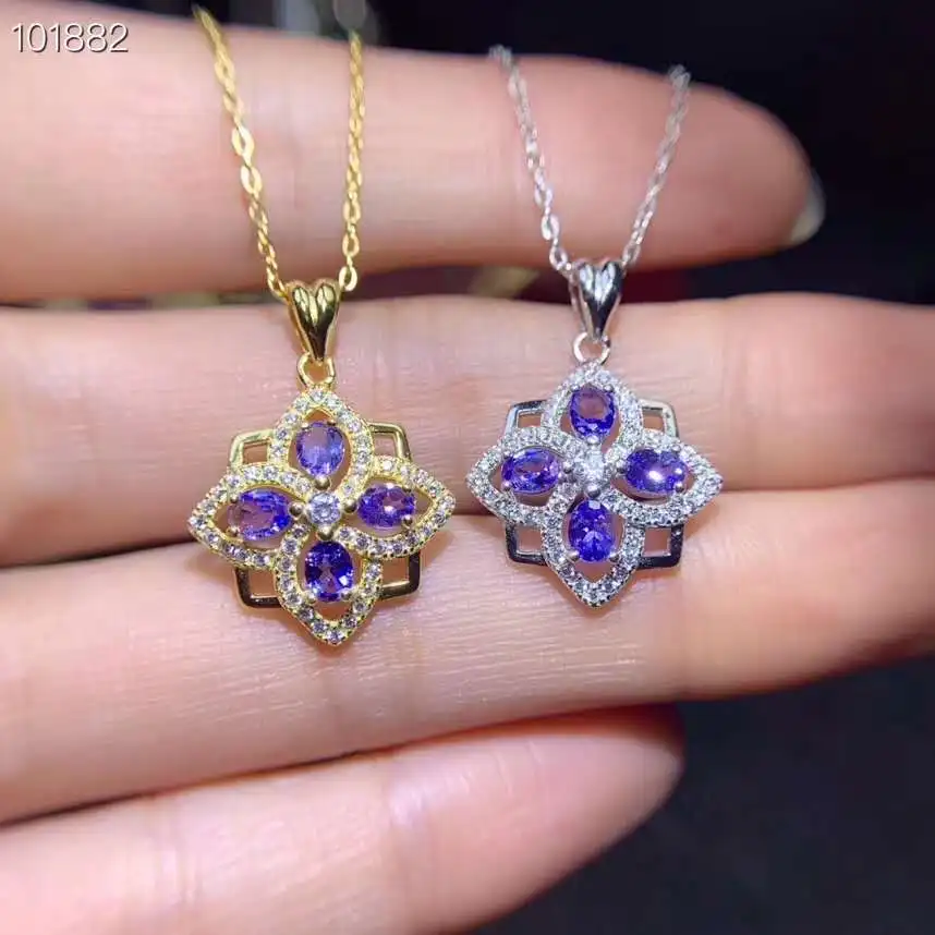 

Tanzanite necklace Natural Real Tanzanite Pendant Solid S925 Sterling Silver For Women Colour Gem Stone Fine Jewelry