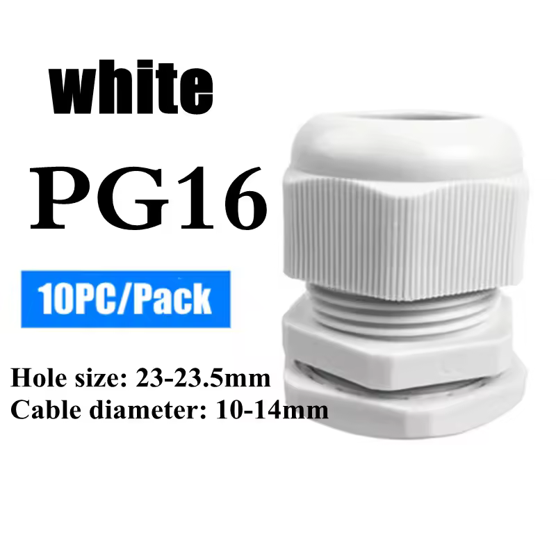1/2/5/10pcs Waterproof Cable Gland Cable Entry IP68 PG7-PG36  White/Black Nylon Plastic Connector Joint - Image 10