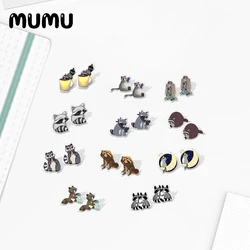 2021 New Cute Raccoon Stud Earring Animal Epoxy Jewelry Resin Acrylic Earrings Handmade Gifts Women