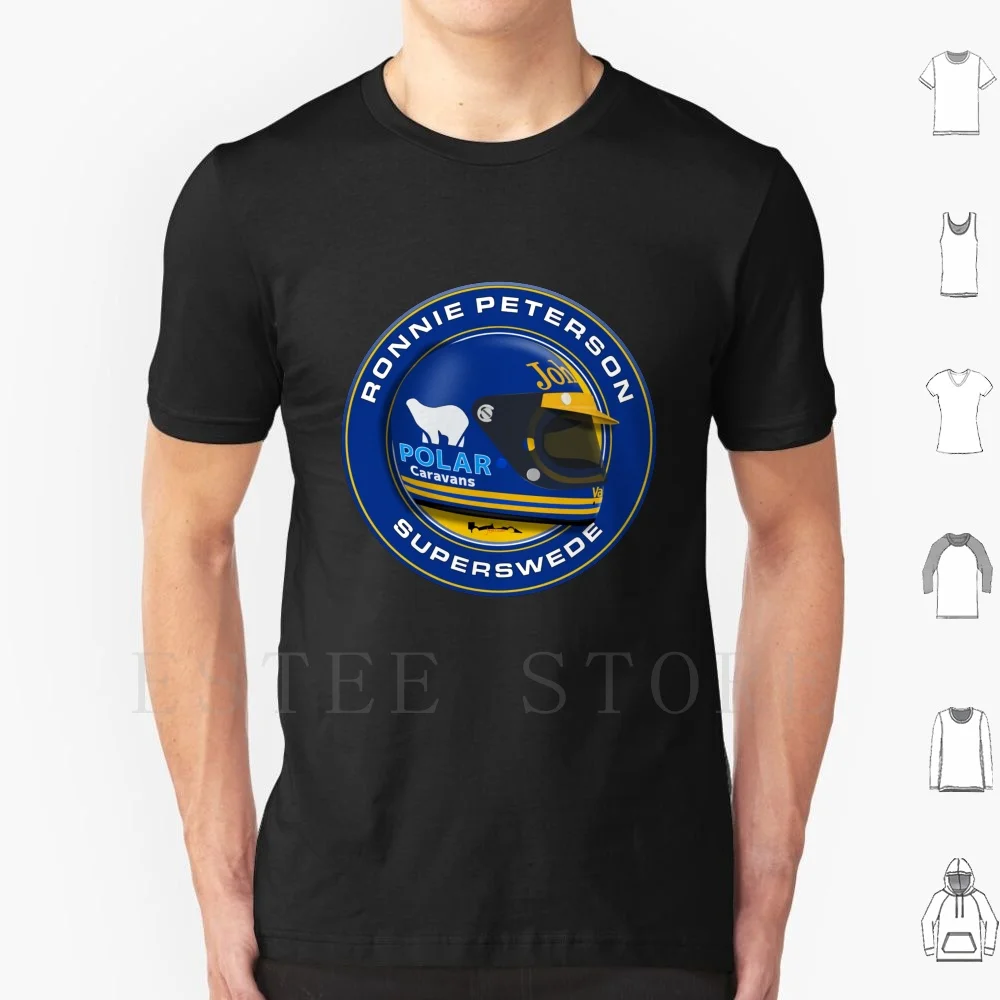 

Ronnie Peterson-Helmet Circle T Shirt Print Cotton Motor Racing Grand Prix Auto Helmet Win Sport Ronnie Peterson Superswede