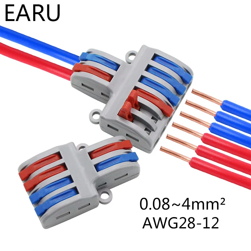 SPL-42/62 2 In 4/6 Out Mini Quick Fast Wire Connector Universal Wiring Cable Connector Push-in Conductor Terminal Block LED Lamp