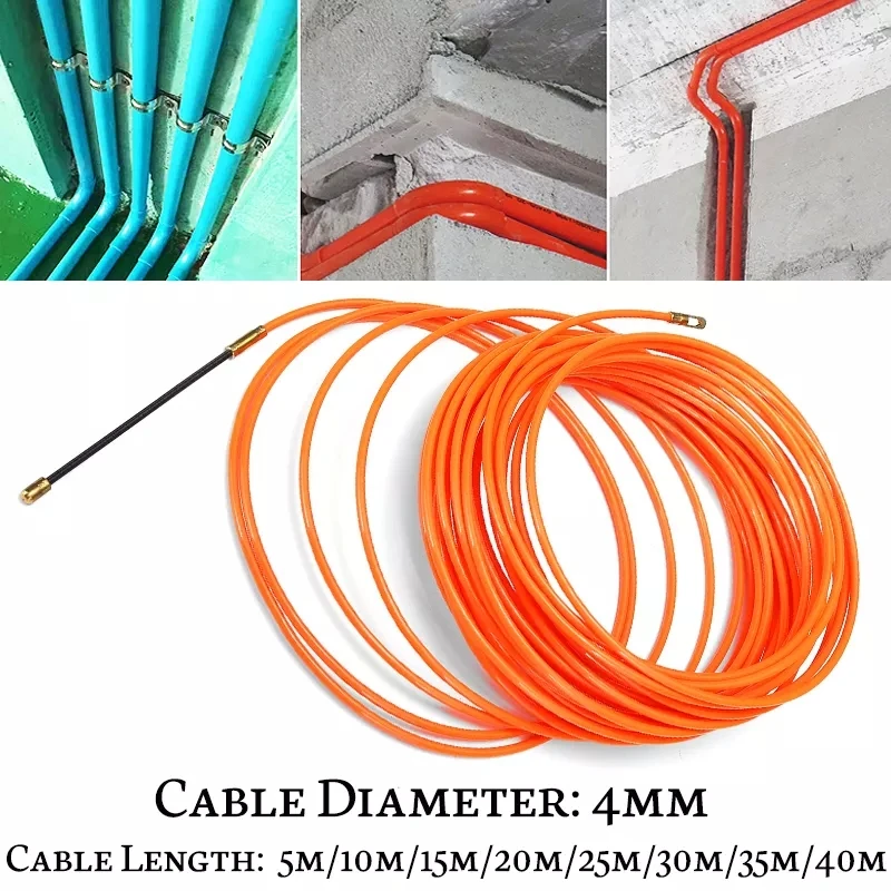 30M Cable Puller Duct Rodder Glass Fiber Wire Cable Nylon Fish Tape Reel Rod Electric Push Metal Wall Wire Conduit Holder Kit