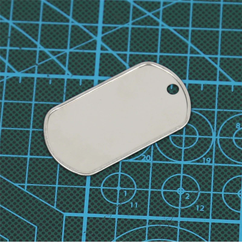 100pcs 50.3*28.3*0.4mm etichetta di identità dell'esercito militare, medagliette per cani BateRpak piatto in acciaio inossidabile, collane con pendenti per gioielli con etichetta identificativa per animali domestici