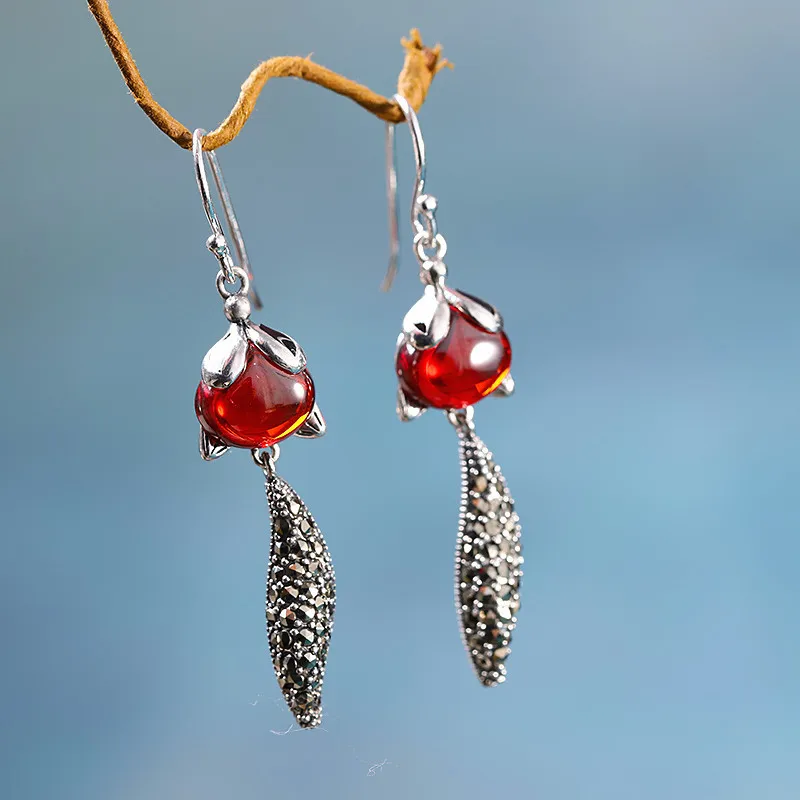 

Uglyless Swaying Long Marcasite Tail Fox Earrings for Women LOVE Magic Miss Fox Dangle Earrings 925 Silver Animal Brincos Bijoux