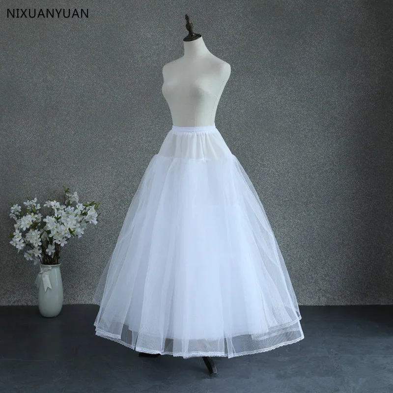 Wholesale Long Bridal Petticoat Crinoline Underskirt Wedding Prom Dress Lace Trim 4-Layer NO-Bone Comfortable Natural Petticoat