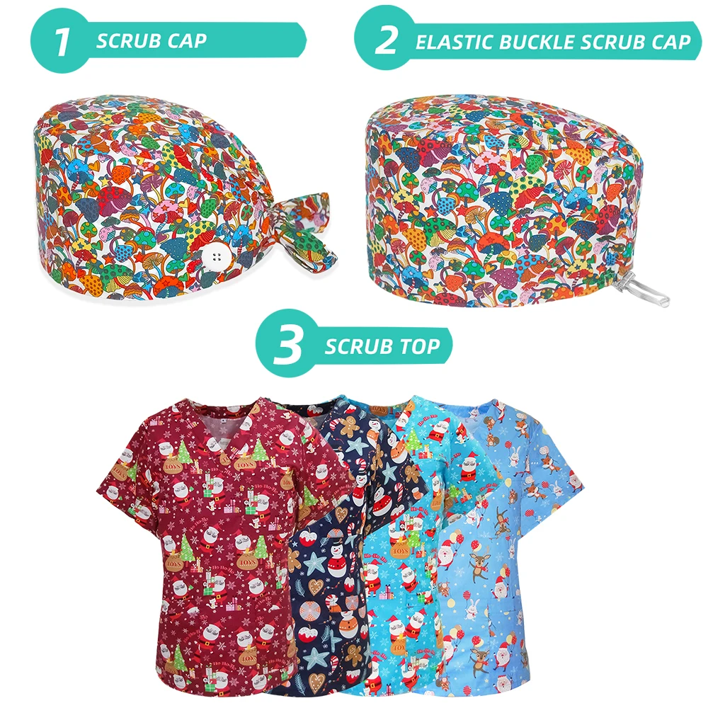 Bouffant 남녀공용 스크럽 캡, 의료 병원 간호 수술 캡, 요리사 미용사 약사 간호사 의사 작업 모자, 신제품