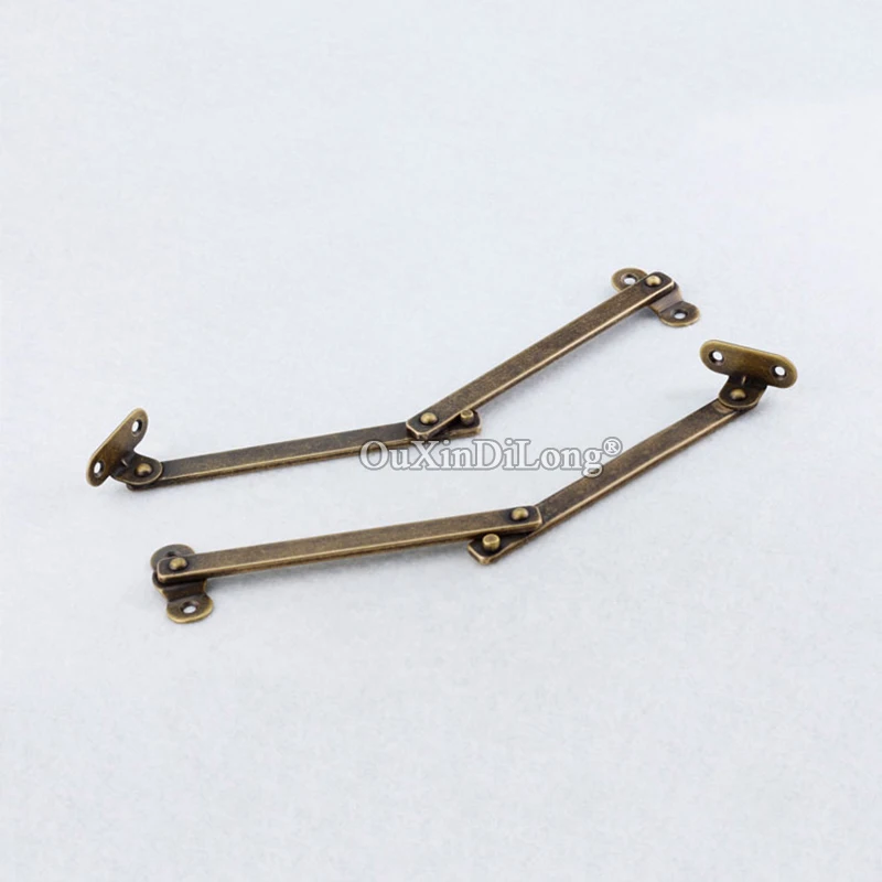 Retro 5Pairs Brass Cupboard Kitchen Cabinet Door Hinges Lid Stays Lid Support Hinges Stay for Box Display Furniture Accessories