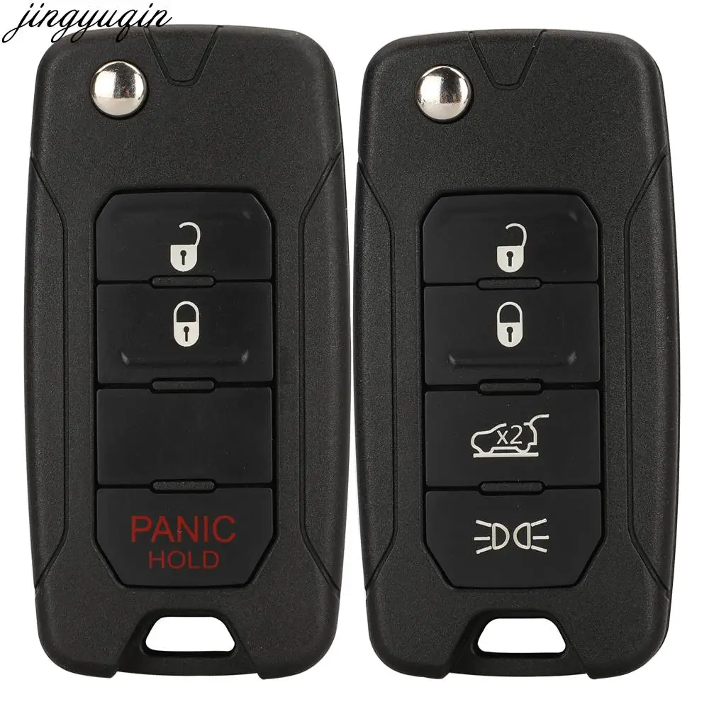 

Jingyuqin Remote Car Key Case Shell For Jeep Renegade 2016 2017 2018 2ADFTFI5AM433TX 3/4 Buttons Entry Fob