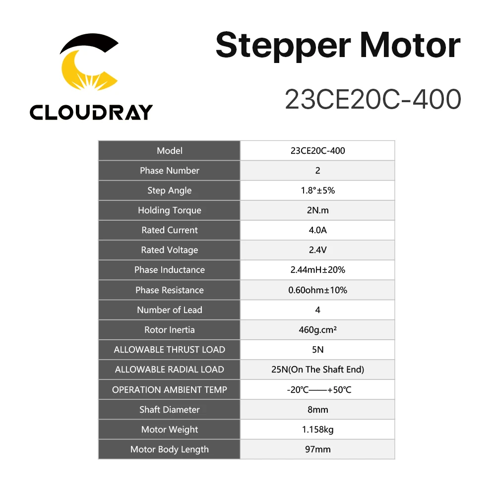 Imagem -04 - Cloudray-nema 23 Stepper Motor com Codificador Servo Driver Fácil Loop Fechado Cabo Livre de 15 m 2.0n.m