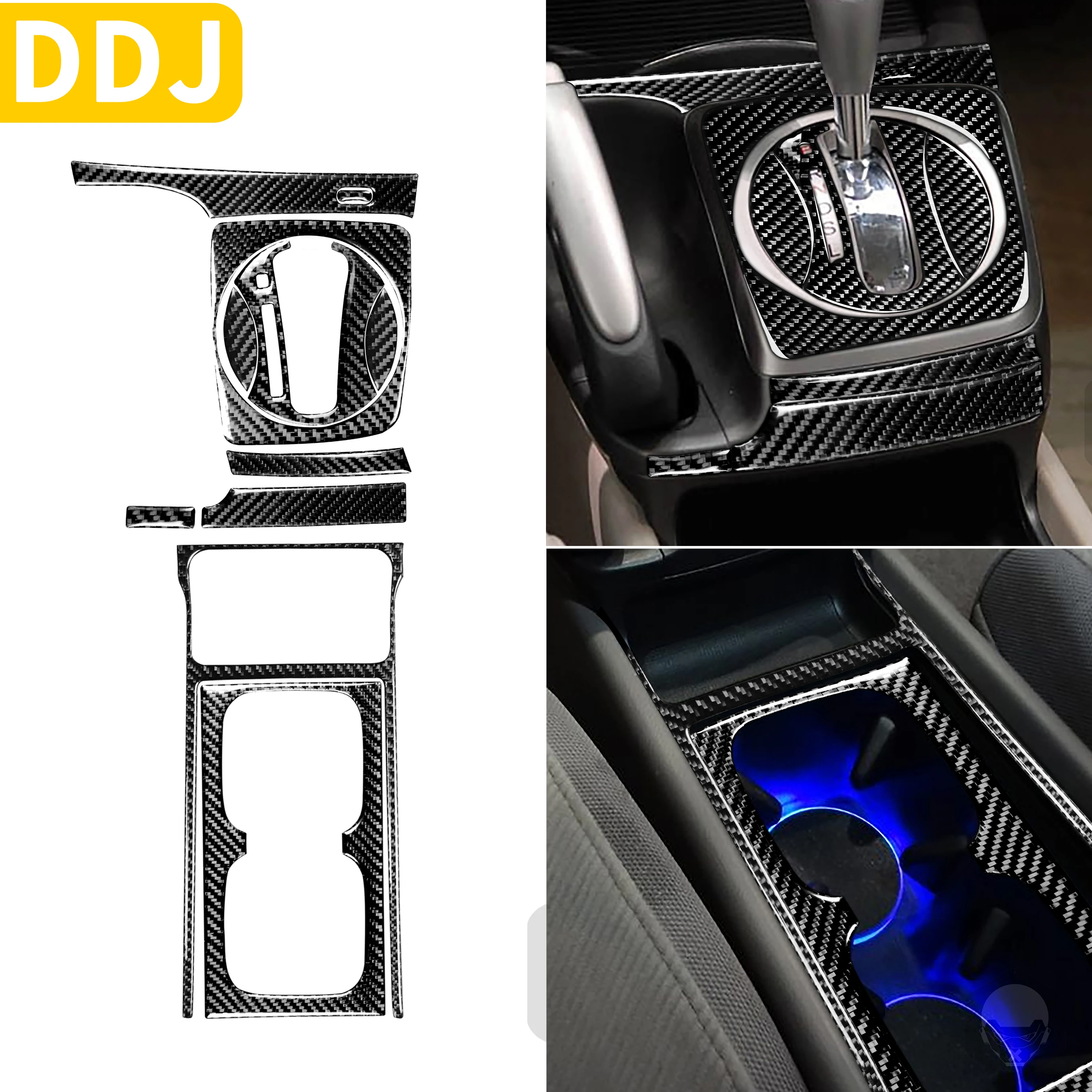 For Honda Civic 8th Gen 2006-2011 Accessories Car Interior Center Cupholder Gear Shift Console Update Carbon Fiber Trim Sticker