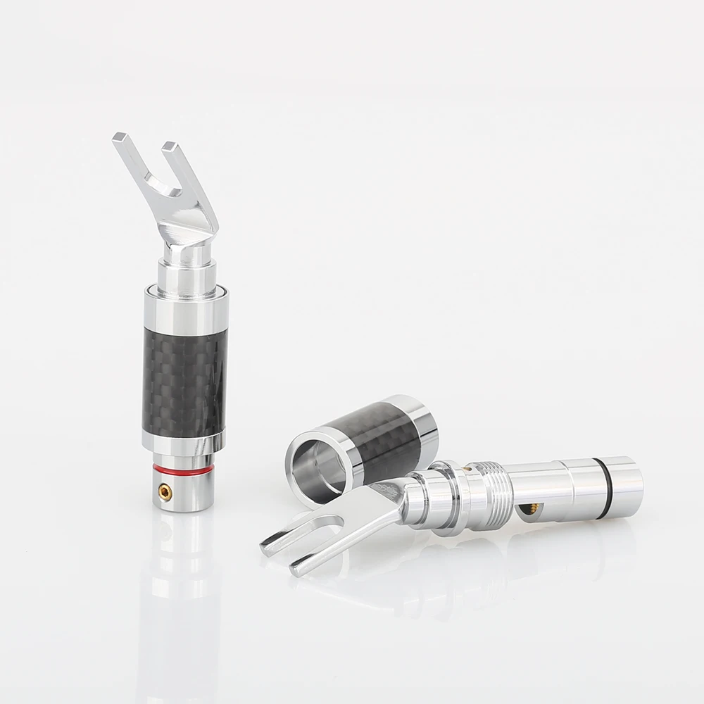 Штекер HI End Audio Spade 4x, родиевый штекер из углеродного волокна, медный разъем для динамика