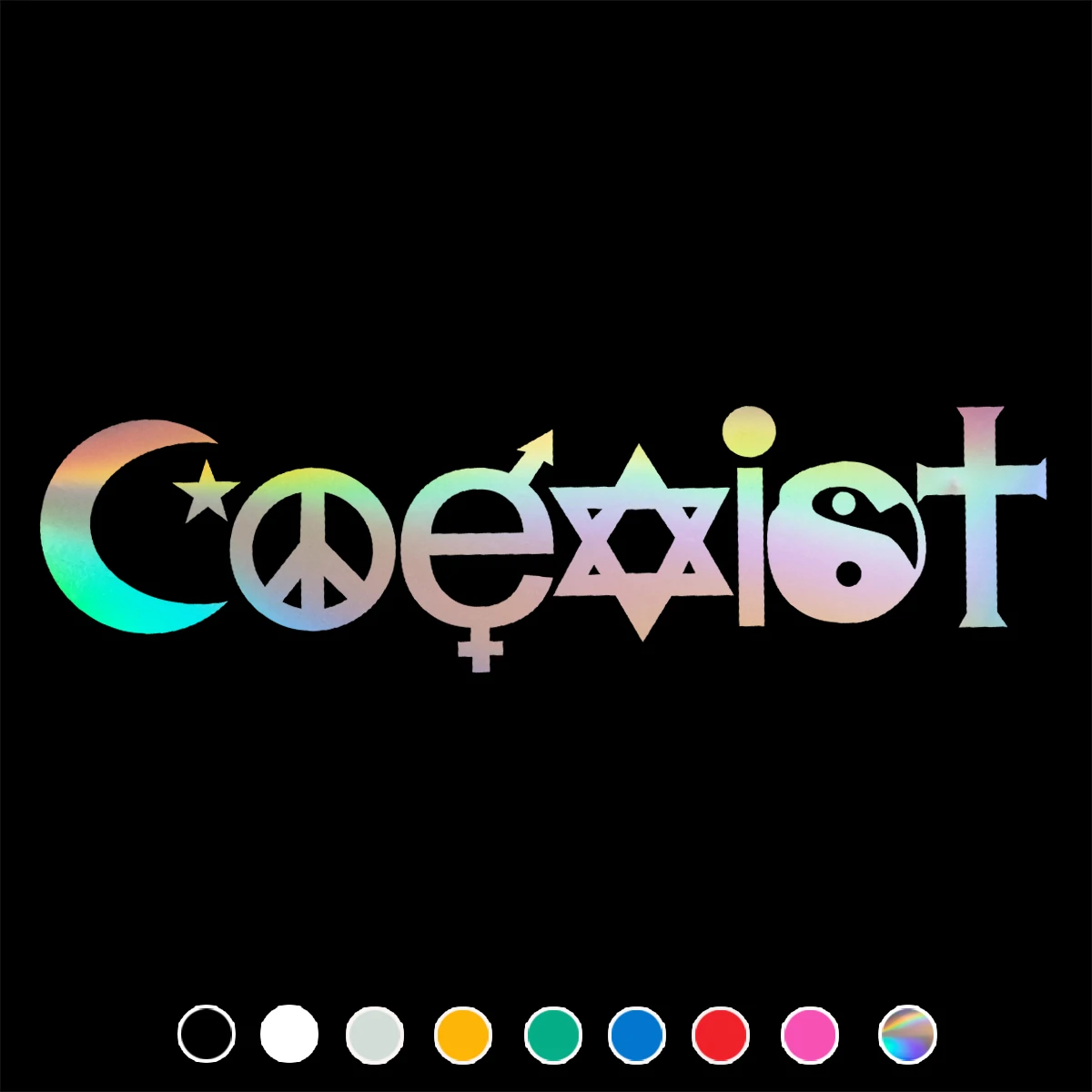 COEXIST-pegatina de la paz para coches, ventana de parachoques de motocicleta, puerta, carrocería, JAYJOE, pegatinas de vinilo para coche