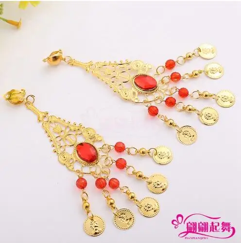 Indiase Buikdans Mode-sieraden Bridal Wedding Clip Op Neus Ring Ketting Golden 3 Stks/set