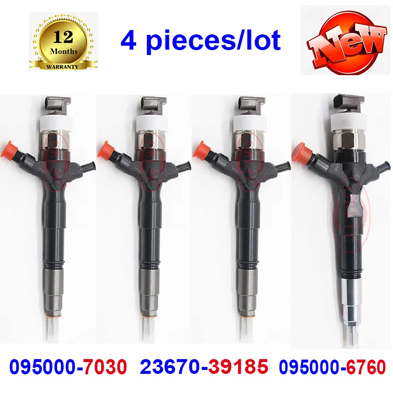 

4pcs /lot Genuine Fuel Injector 0950006760 ORLTL 095000-7030 23670-39185 6760 7370 for Toyota Hilux 2K D-FTV 4 pieces/lot