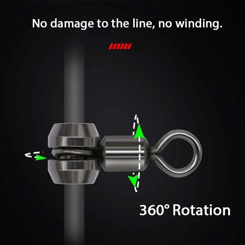 DNDYUJU 10pcs Red Whale Rolling Swivels Head Swivel 360° Anti-Wrapping Fishing Connector Hook Lure For Fishing Accessories