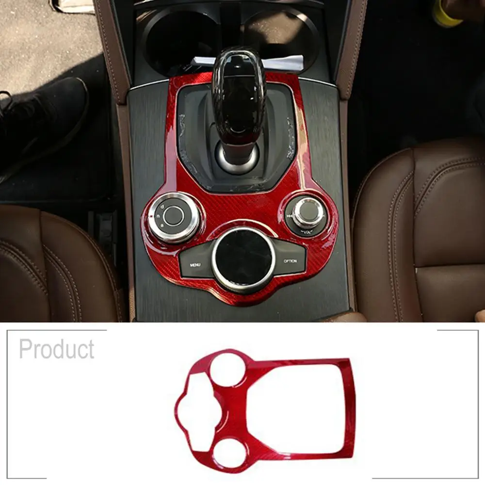 

Red Real Carbon Fiber Car Gear Shift Frame Trim For Alfa Romeo Giulia Stelvio 2017 2018 2019 Accessories