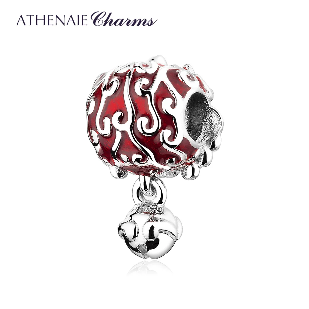 ATHENAIE Chinese Lion  Charms 925 Sterling Silver Clear CZ Mixed Enamel New Year Beads fit Women Bracelet Bangle Necklace