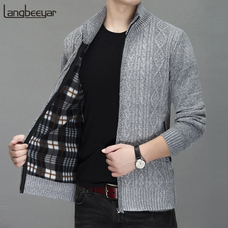 2023 Thick Warm New Fashion Brand Sweater Cardigan For Men Slim Fit Jumpers Knitred Winter Korean Style Casual Mens Clothes