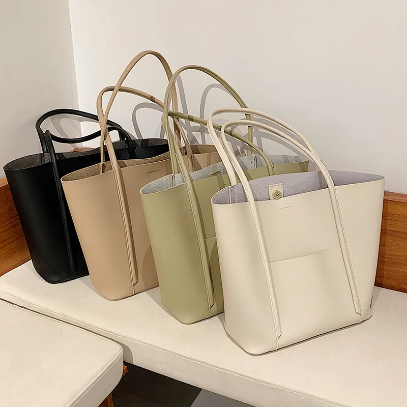 Imagem -03 - Mulheres Grandes Totes Design da Marca de Luxo Bolsas Femininas Grande Capacidade Bolsas de Composição de Alta Capacidade de Couro do Plutônio Senhoras Bolsa de Mão Caqui