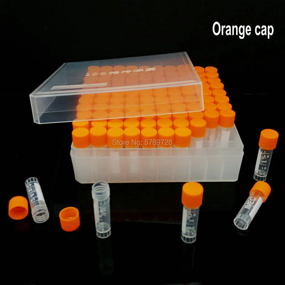 Tubo de congelación de plástico para experimentos, caja de almacenamiento con 100 orificios de 1,8 ml, 100 unidades