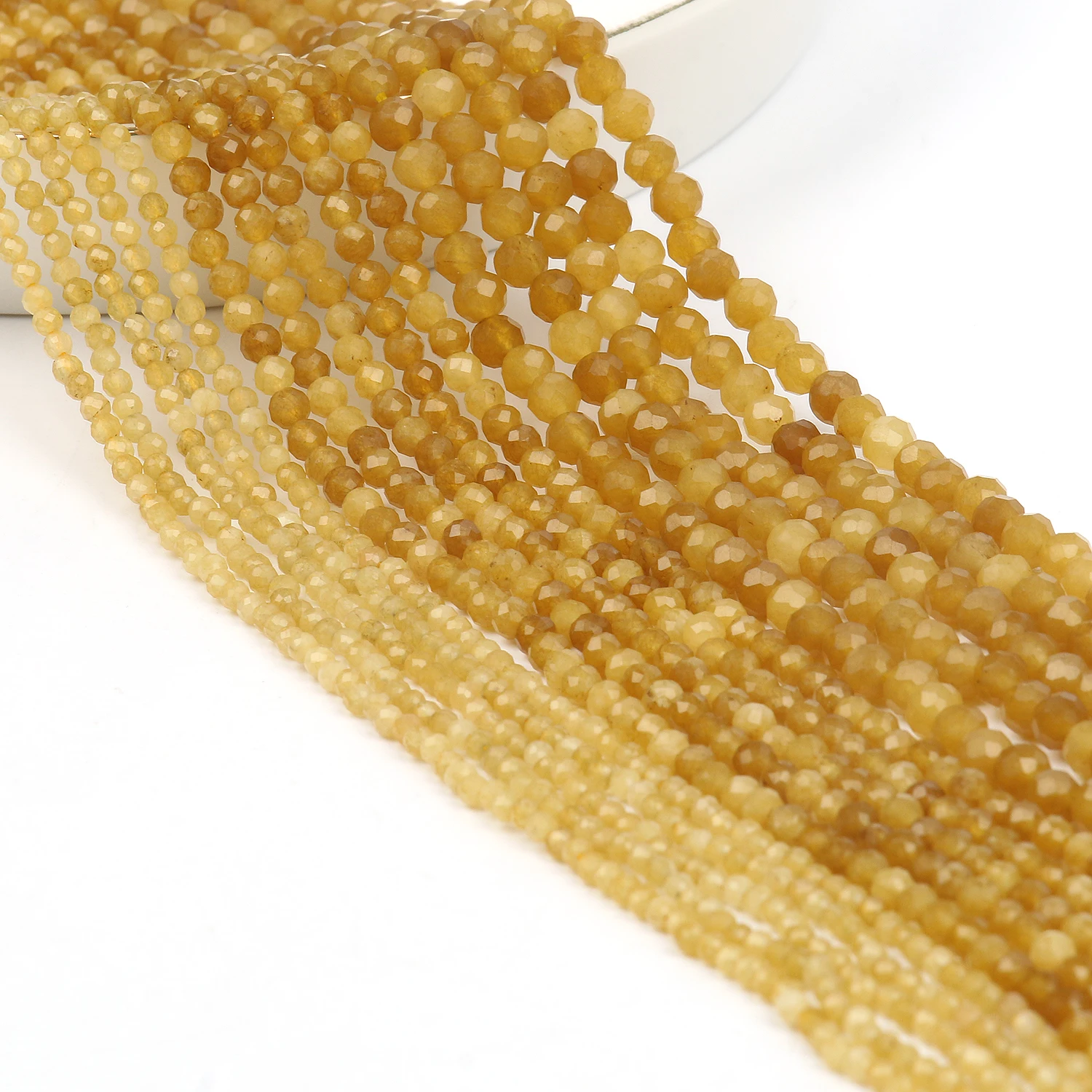 2 3 4mm Natural Stone Yellow Topaz Beads Faceted Loose Tiny Beads for DIY Jewelry Making Bracelet Necklace 15 inches Wholesale