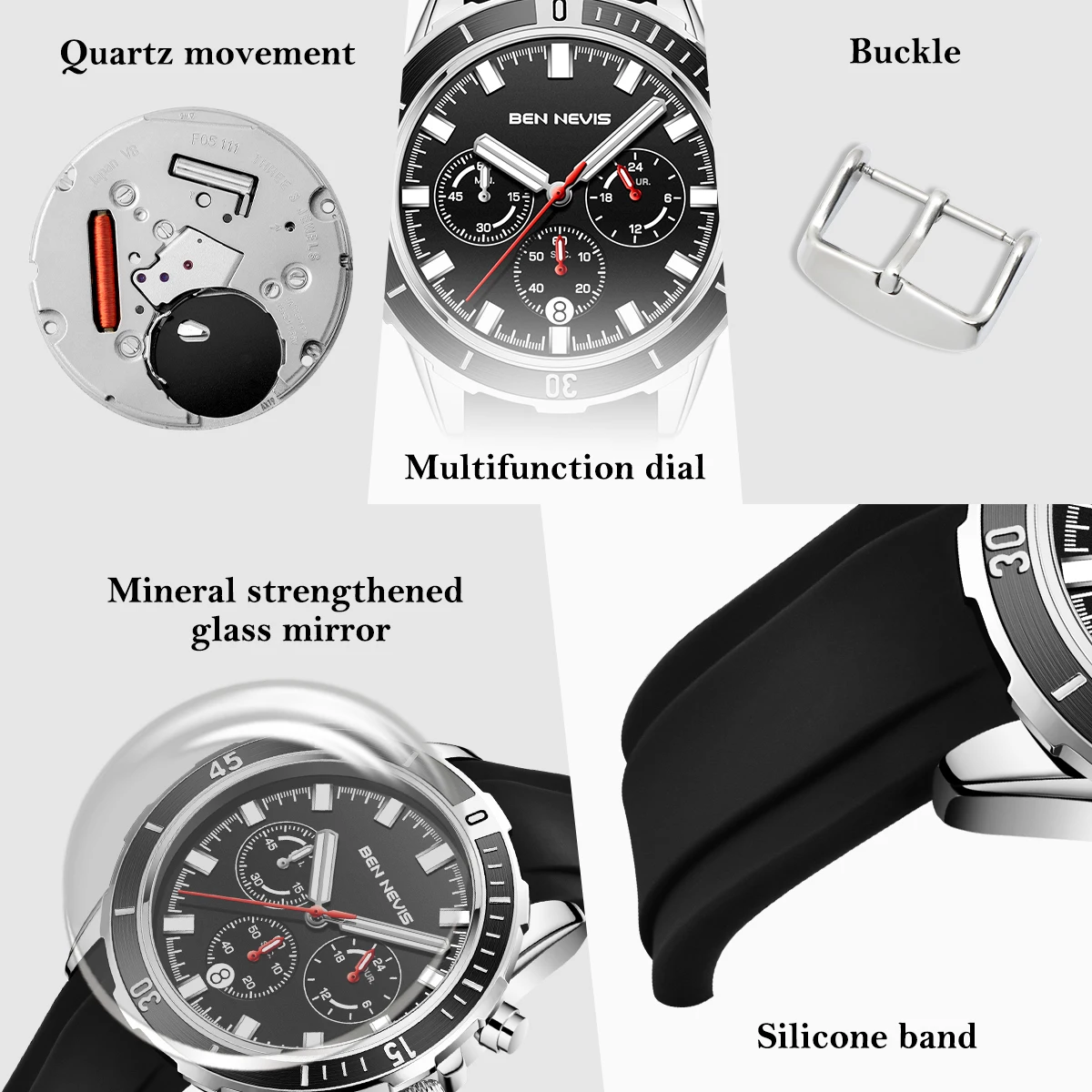 Ben Nevis Brand New Fashion Casual Men\'s Watch Multifunctional Waterproof Luminous Quartz Watch