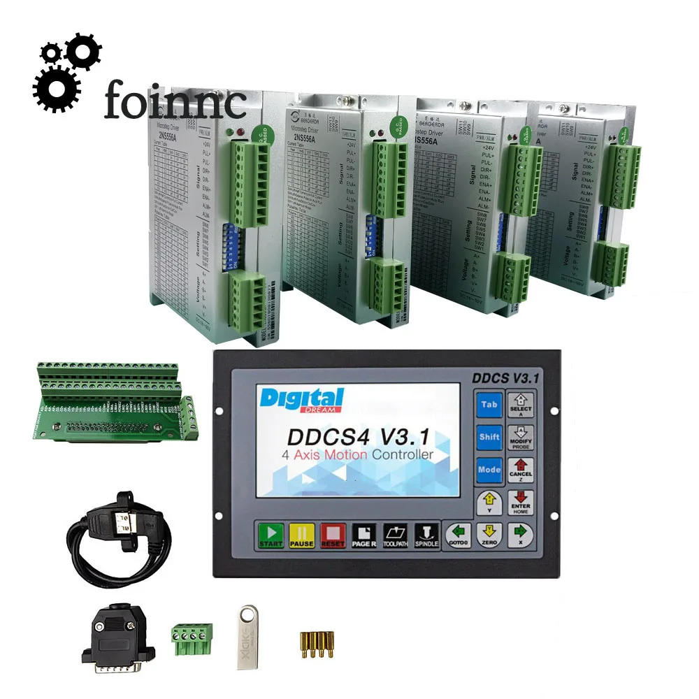 CNC Router 3/4-axis Kit Controller DDCSV3.1 + Stepper Motors Drives 2NS556A For Around 3NM NEMA23/34 motor