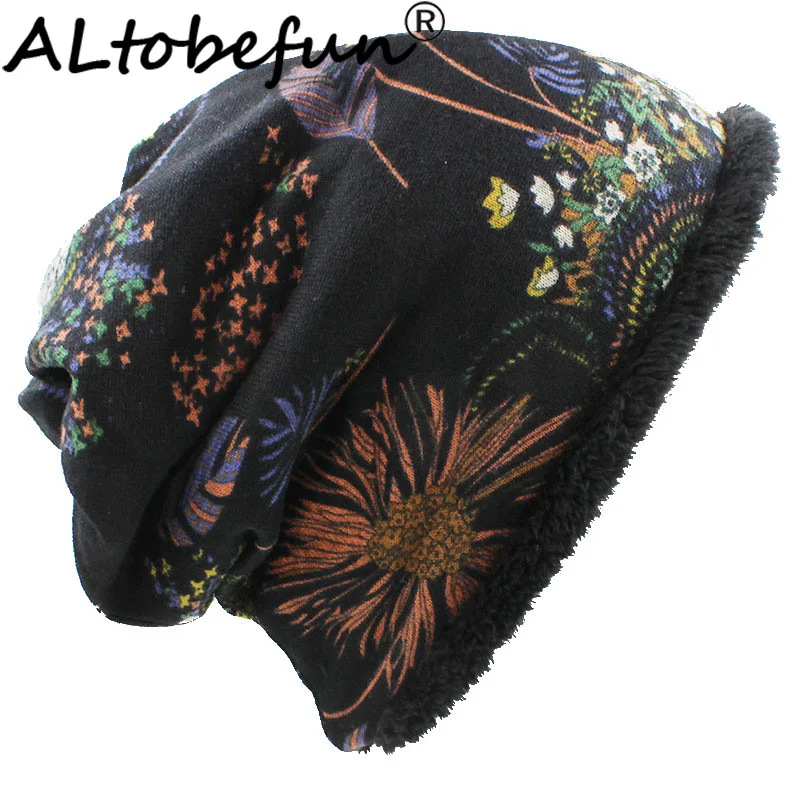 ALTOBEFUN Girl Scarf Warm Women Skullies Beanies Fashion Brand Autumn Winter Vintage Design Dual-use Hats For Ladies  BHT058