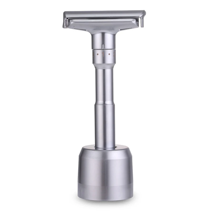 Alumínio ajustável liga Razor Stand, Base escovado, segurança ajustável