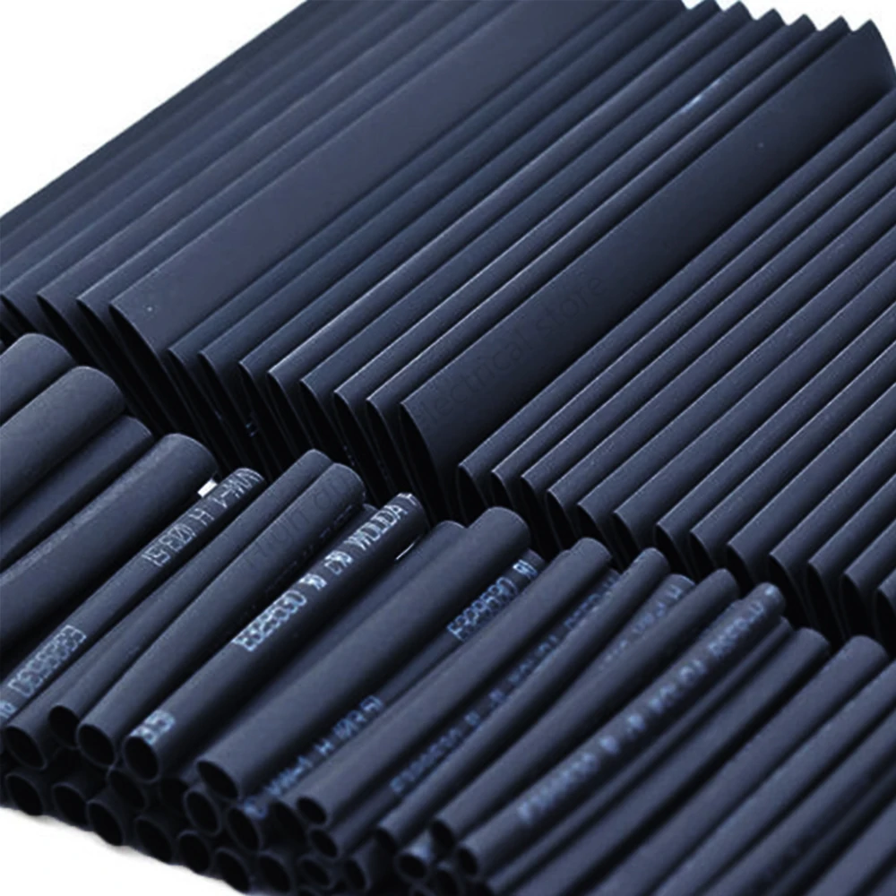 127Pcs Black Weatherproof Heat Shrink Sleeving Tubing Tube Assortment Kit Electrical Connection Electrical Wire Wrap Cable