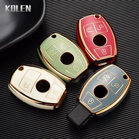 도금 TPU 자동차 키 케이스 쉘 커버 Fob 메르세데스 벤츠 CLA GLA GLC GLK W176 W463 W251 A B C E S 클래스 W204 W211 액세서리