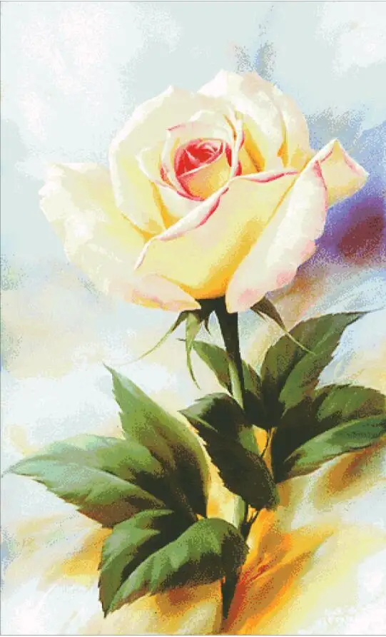 

One-yellow rose cross stitch package big bloom 18ct 14ct 11ct cloth cotton thread embroidery DIY handmade needlework