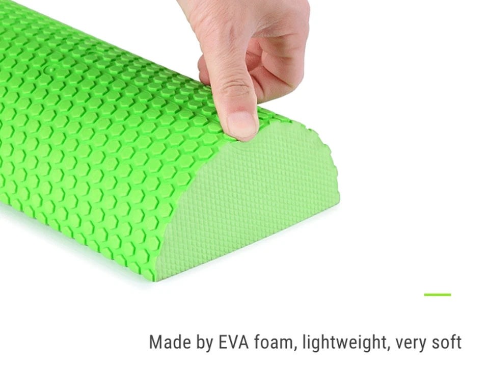 EVA Yoga Block Half Round Massage Foam Roller 30/45cm semi-Circular Foam Shaft Yoga Pilates Portable Massage Pillow