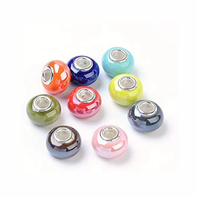 10Pcs Wholesale Lot Color 16mm Round Murano Glass Beads Fit Bracelet Snake Chain Cord DIY Necklace for Jewelry Making