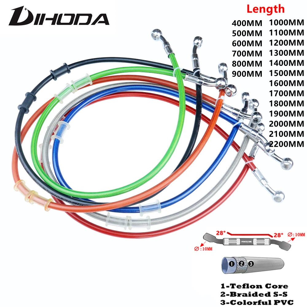 High quality 400 To 2200mm Motorcycle Hydraulic Reinforced Brake Clutch Oil Hose Line Pipe Fit ATV Dirt Pit Racing Bike MX