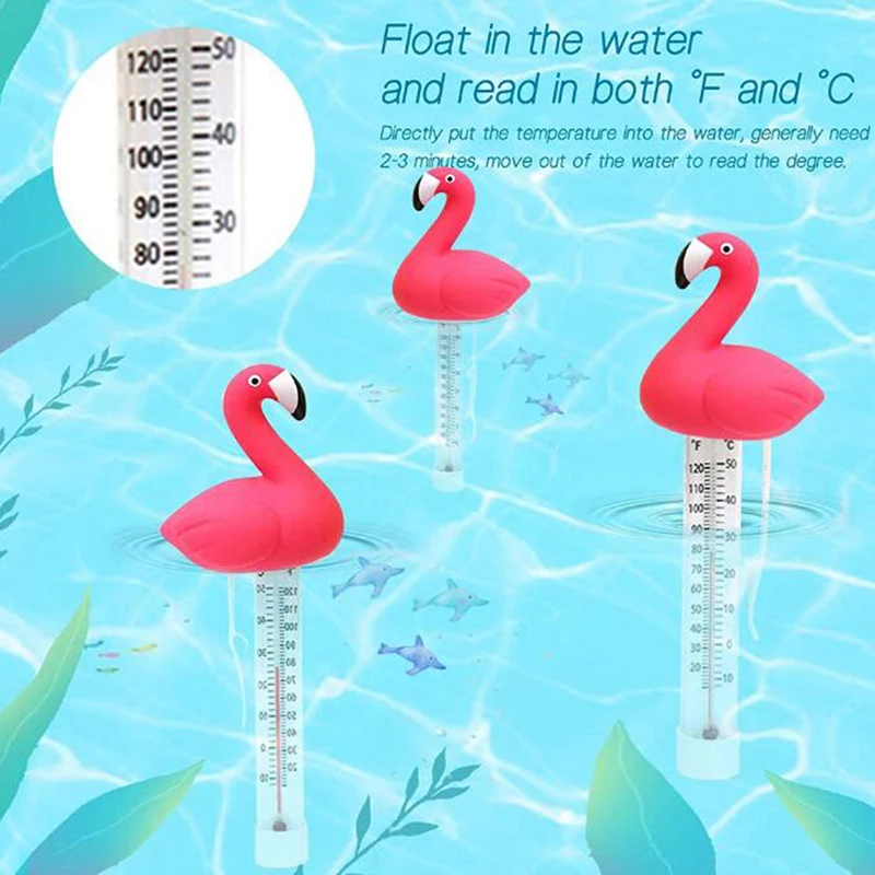 1PC Zwembad Thermometer Water Thermometer Cartoon Flamingo Vorm Thermometer an excellent decoration to your swimming pool