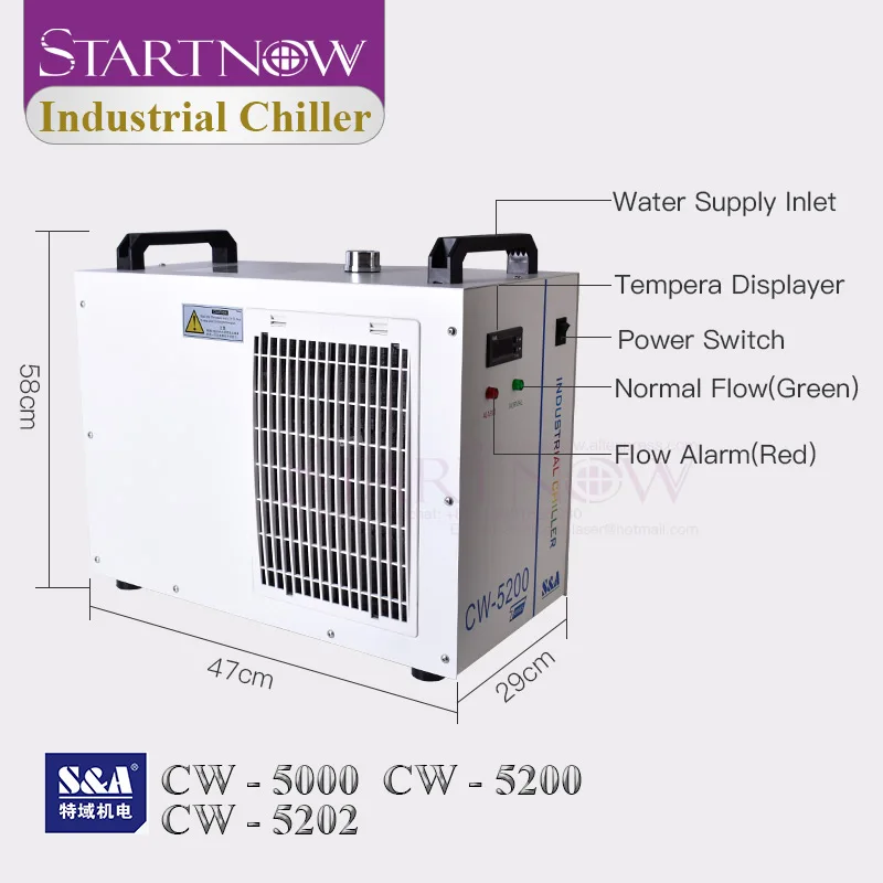 S&A Industrial Water Chiller CW-5200AG CW-5000AH For CNC Spindle 80W 150W CO2 Laser Machine Laser Tube Cooling CW5202TG CW5000TH