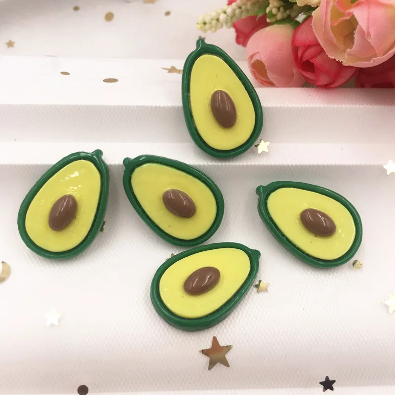 20pcs Resin Kawaii Colorful Avocado Flatback Cabochon Stone Figurines Scrapbook DIY  Decor Home Figurine Crafts