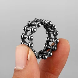 316L Stainless Steel Motorcycle Car Chain Boy Ring Punk Rock Link Men's Motorcycle Ring High Quality Jewelry Wholesale