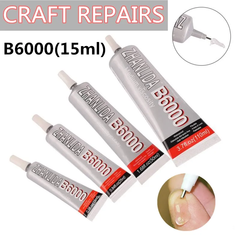 15ml b6000 cola tela de toque do telefone móvel superglue b-6000 adesivo telefone cola de vidro reparação ponto jóias diamante diy cola