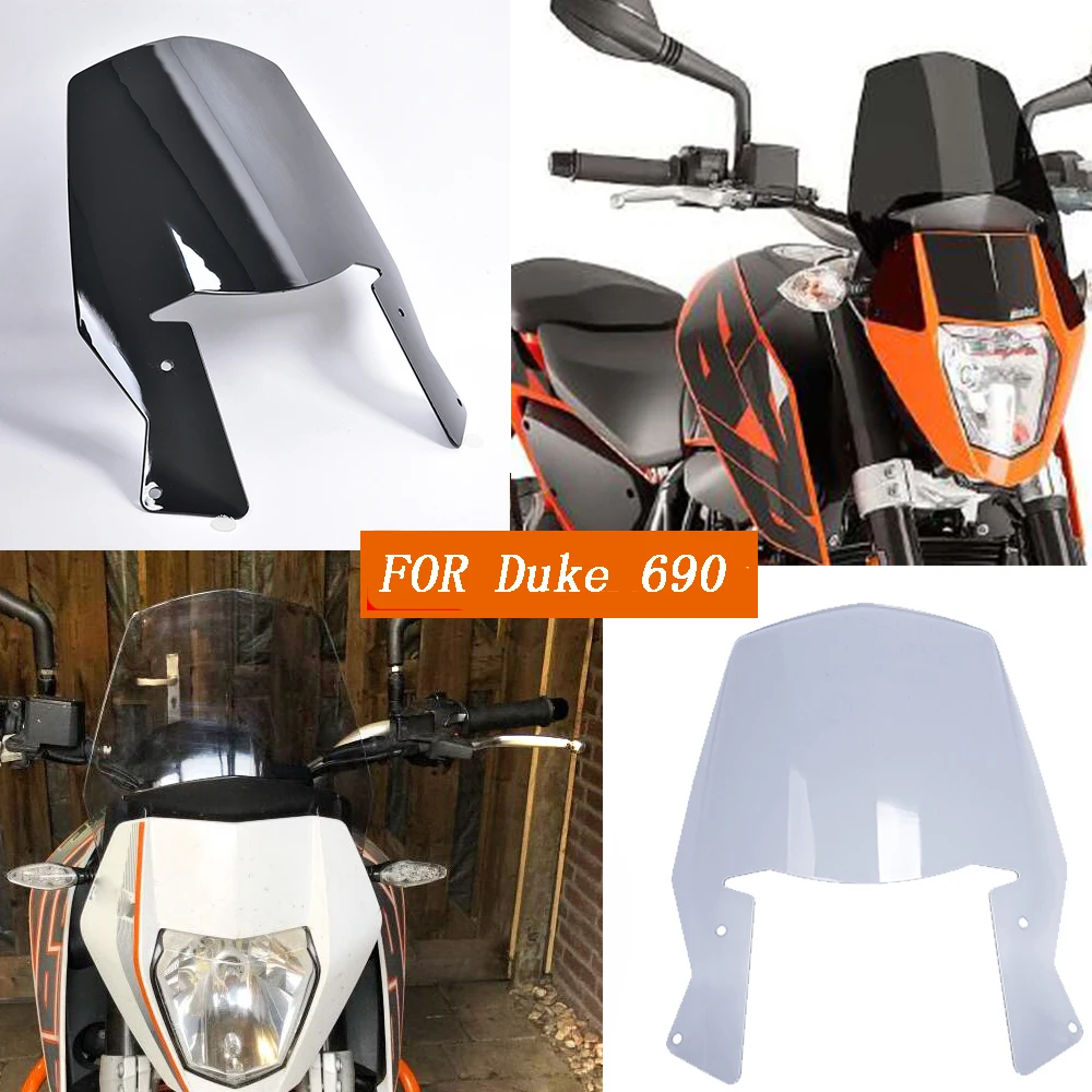 For Duke 690 R 2008-2019 2018 2017 2016 2015 2014 Motorcycle Windscreen Windshield Wind Deflector For KTM DUKE690 Parts