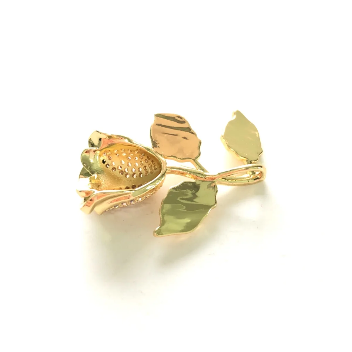 5pcs Rose Flower Charms for Women Bracelet Making Girl Necklace Pendants Bling Cubic ZIrconia Paved Jewelry Accessory Wholesale