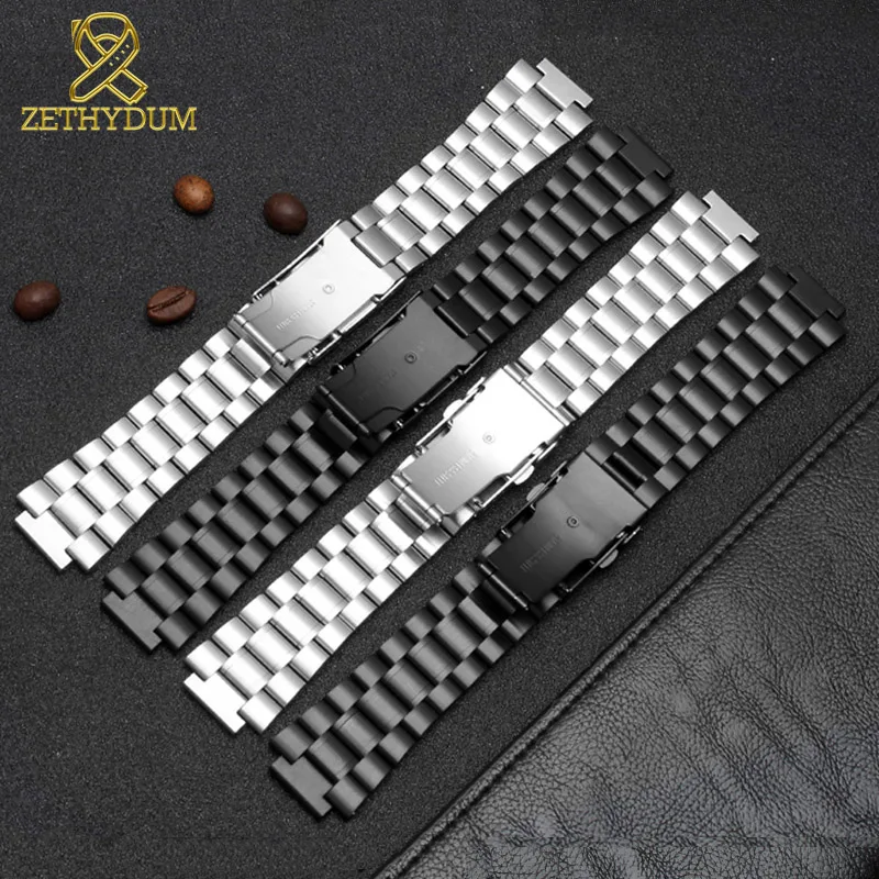 Solid stainless steel watchband for timex T2N720 T2N721 T2N739 watch strap silver black Bracelet 24*16mm watch band metal